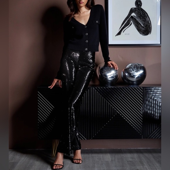 Elie Tahari Eclipse Navy Sequin Pant - Picture 4 of 16